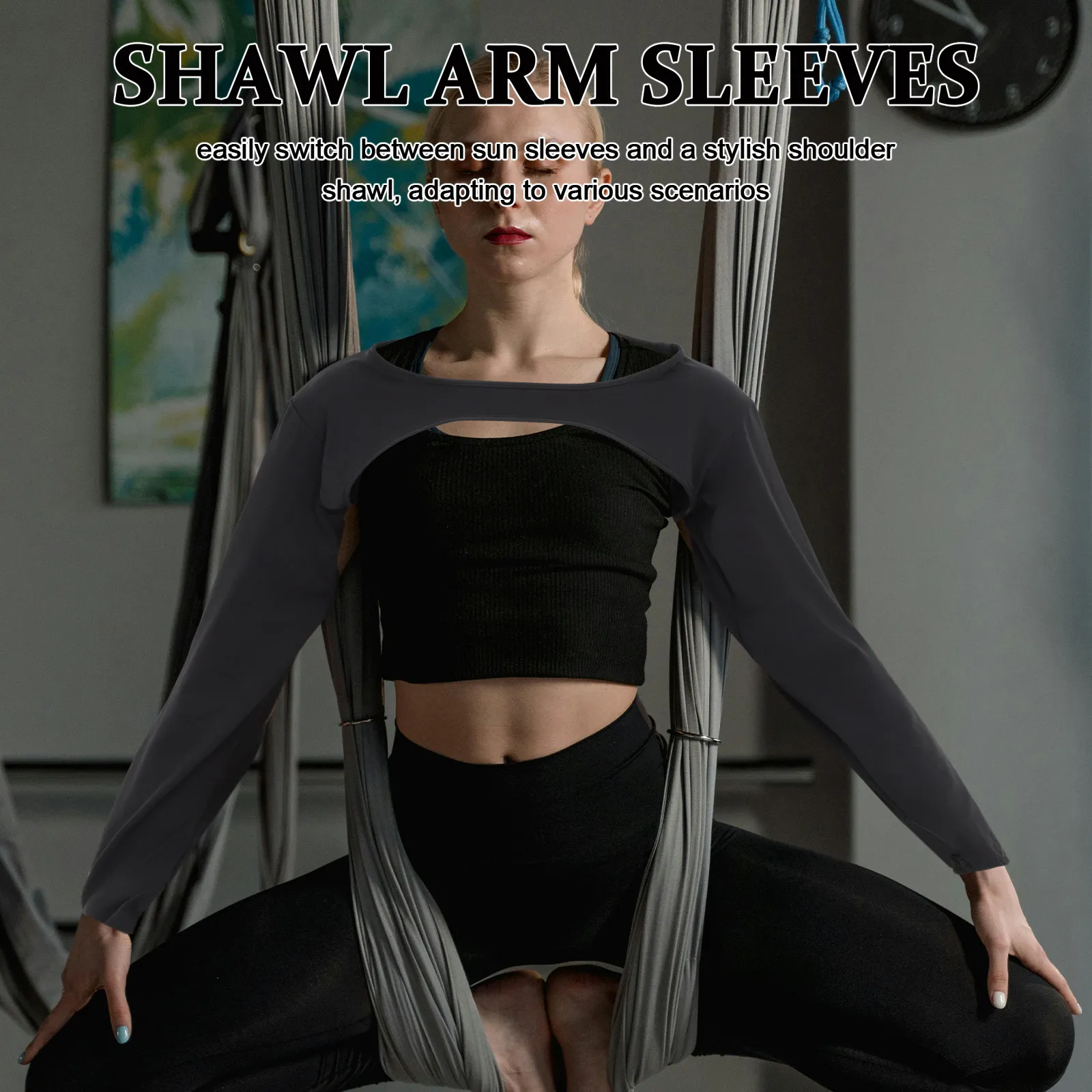 

2Pcs Sun Sleeves Cooling Shawl Arm Covers Finger Hole High Elastic Stretch Uv Protection for Golf Riding Driving Outdoors