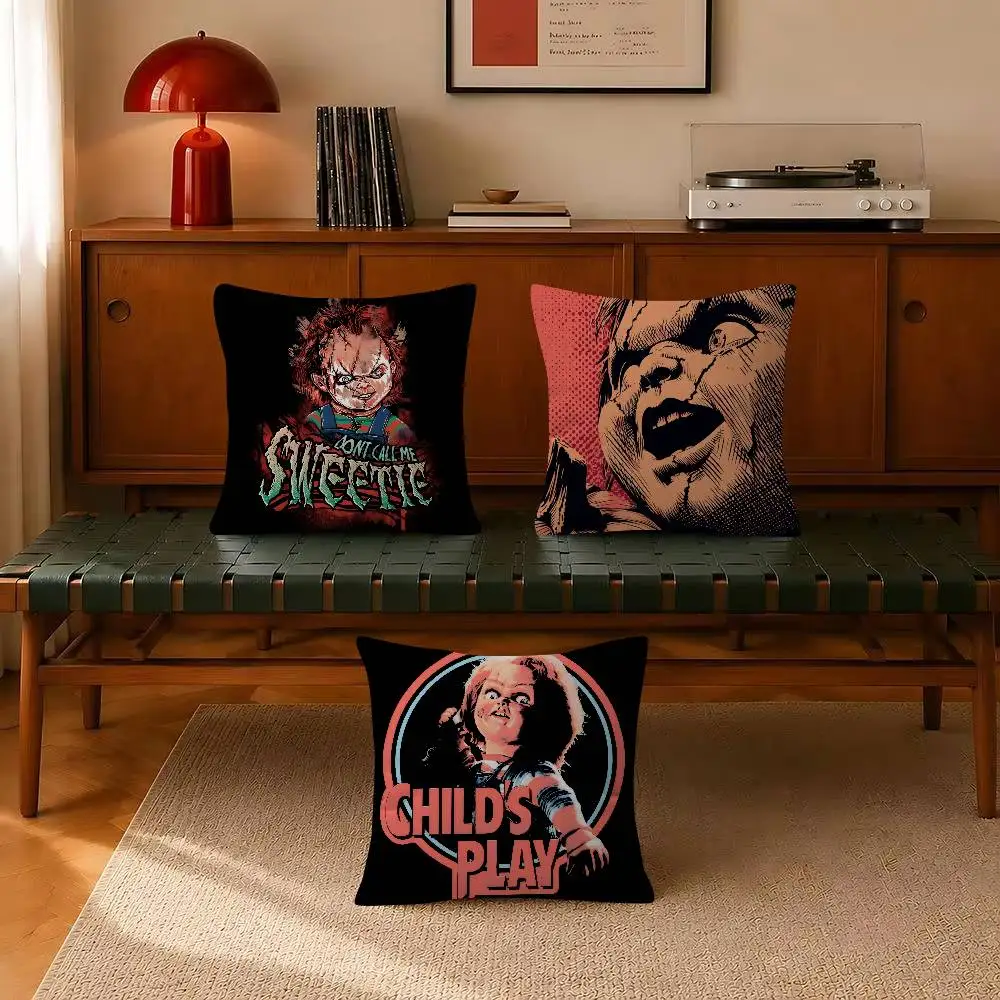 Movie c-Chucky Horror Decorative Room Aesthetics Pillow Case Home Decor Bedroom Sofa Bed Pillow Cover 45x45 view 2