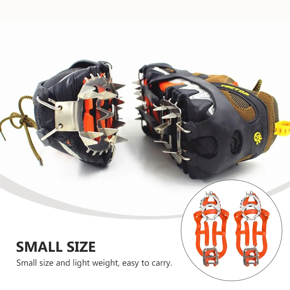 1Pair Winter Ice Spikes Stainless Steel 18 Teeth Anti-Slip Shoe Covers Flexible Universal Fit for Climbing Outdoor Snow Ice