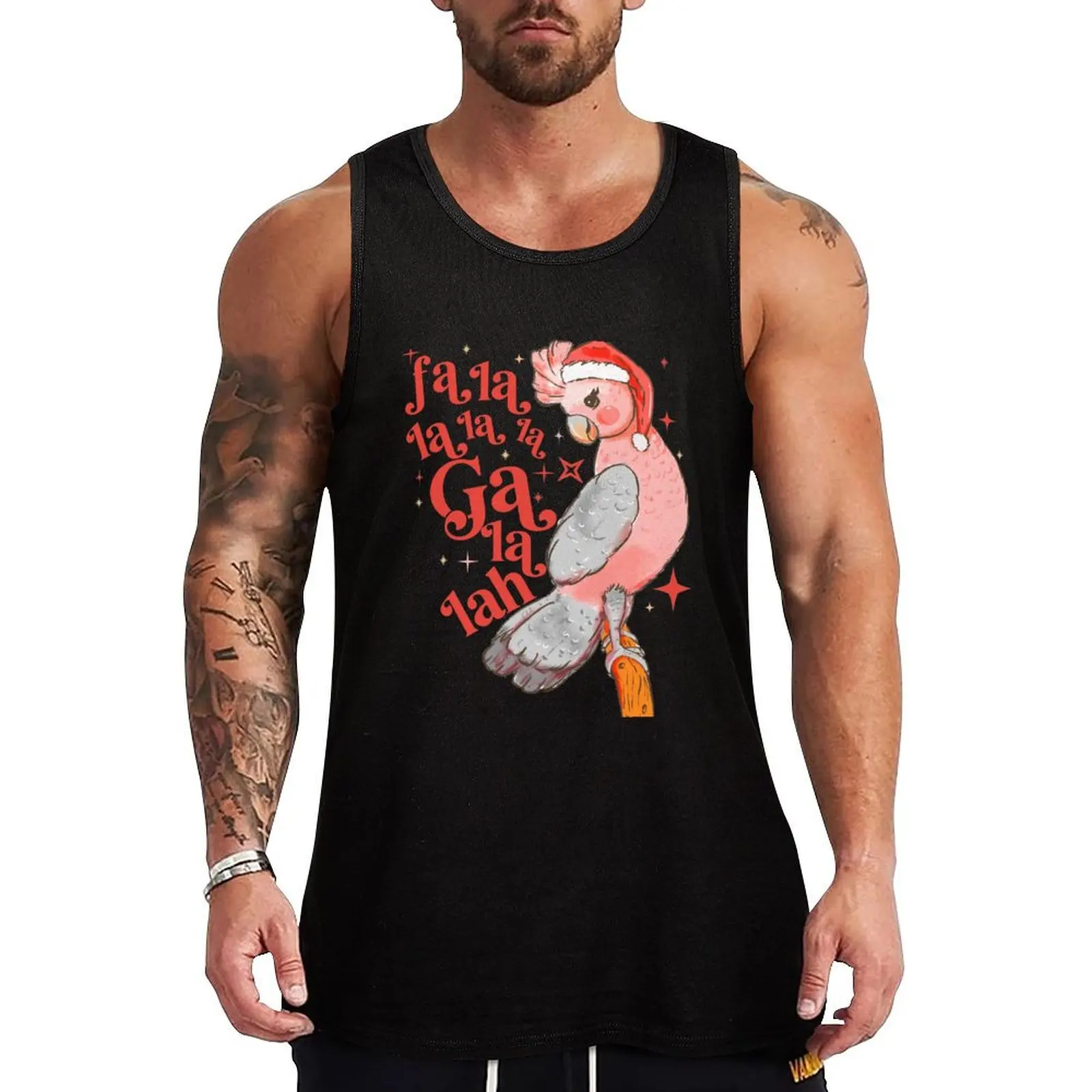 

Australian Funny Christmas Holidays Cute Galah Bird Falala Tank Top sleeveless man shirts sleeveless shirts gym clothing