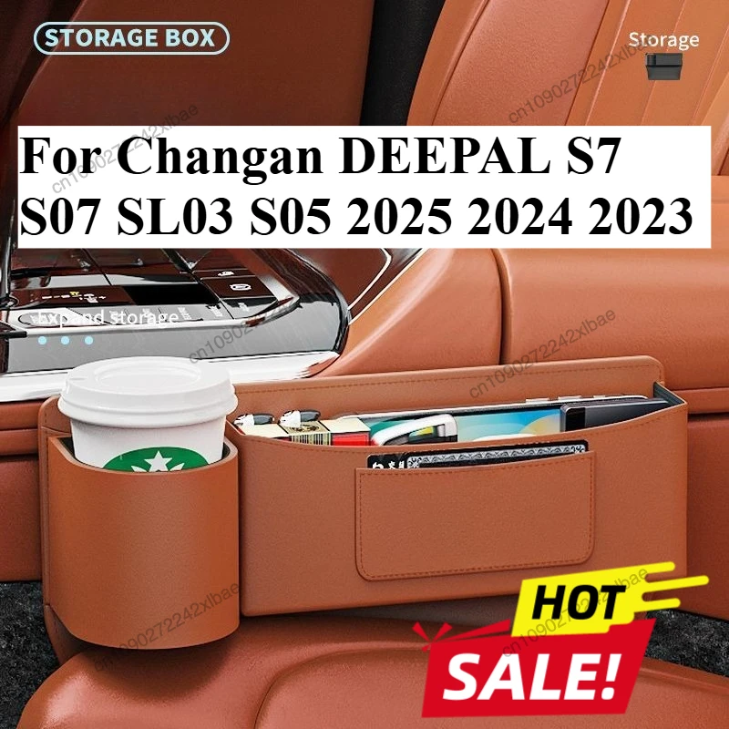 

Car Seat Gap Storage Box with Cup Holder, Phone Pocket Organizer Accessories For Changan DEEPAL S7 S07 SL03 S05 2025 2024 2023