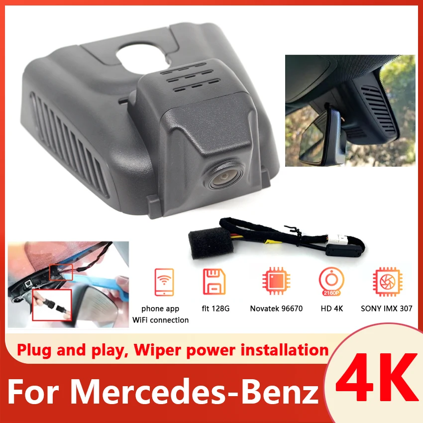 Car DVR Wifi Video Recorder 4K Dash Cam Original For Mercedes-Benz B Class B200 GLB GLA C118 A180L A200L 19-22 Control Phone APP