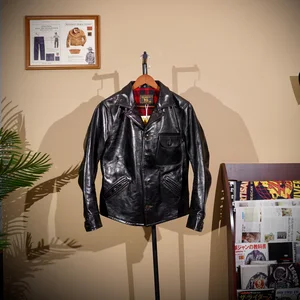 Classic Reproduction of Fre*whe*lers Four-cornered Japanese Tea Core Horseskin Leather Jacket American Retro Biker Jacket Click
