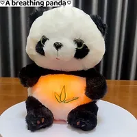 Newborn Breathing Bear Panda Soothing Musical Plush for Baby Sleep Companion Snuggle Anxiety Relief Teddy Doll Xmas Gift