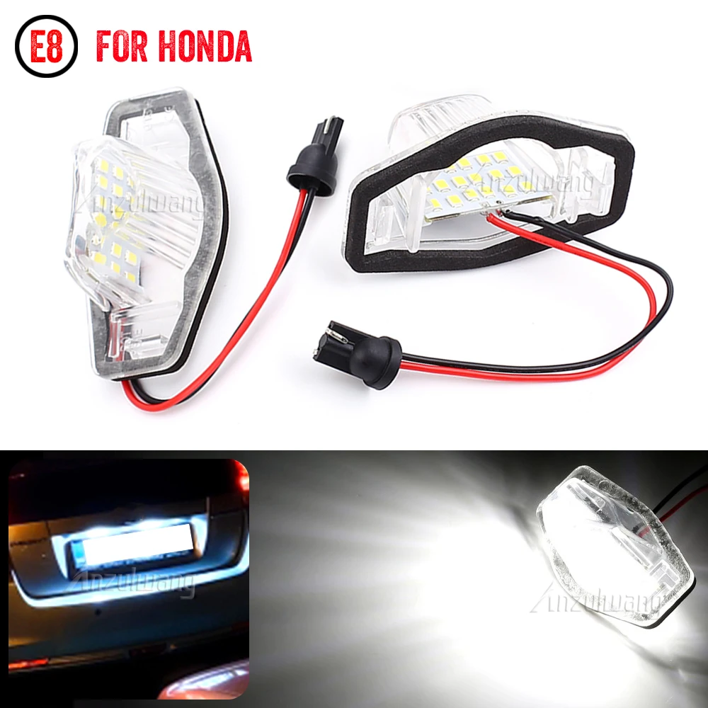 2pcs Error Free LED Car Number License Plate for Honda Crv Fit Jazz Crosstour Odyssey Stream Freed Logo Insight HRV FRV