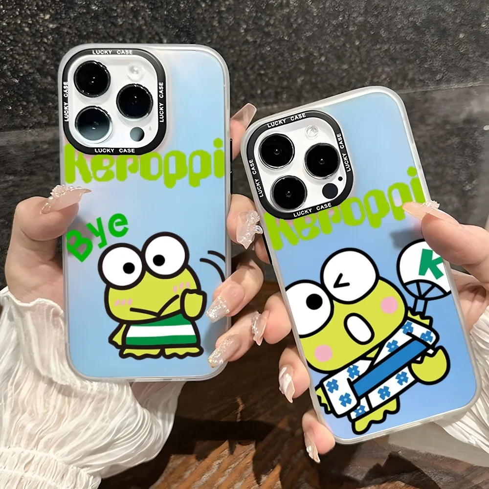 K-KeroppiS Cute Phone Case For IPhone 15 11 14 13 Pro Max 12 X XR XS 8 7 Plus Gradient IMD Funda Clear Matte Cover