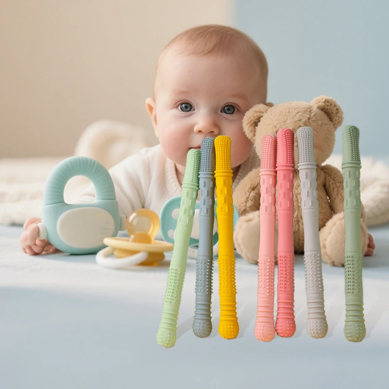الوليد التسنين أنبوب المولي القش عضاضة لعبة الأطفال لينة سيليكون جوفاء المولي عصا لعبة هدية