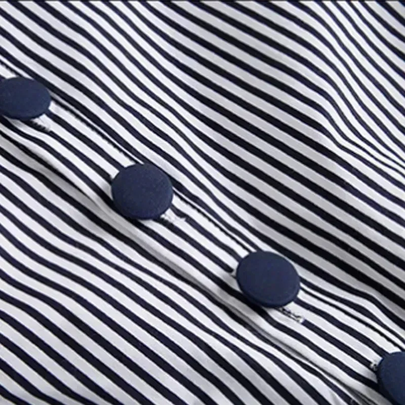 2024 New women's simple bow striped belt Lantern sleeve chiffon V-neck