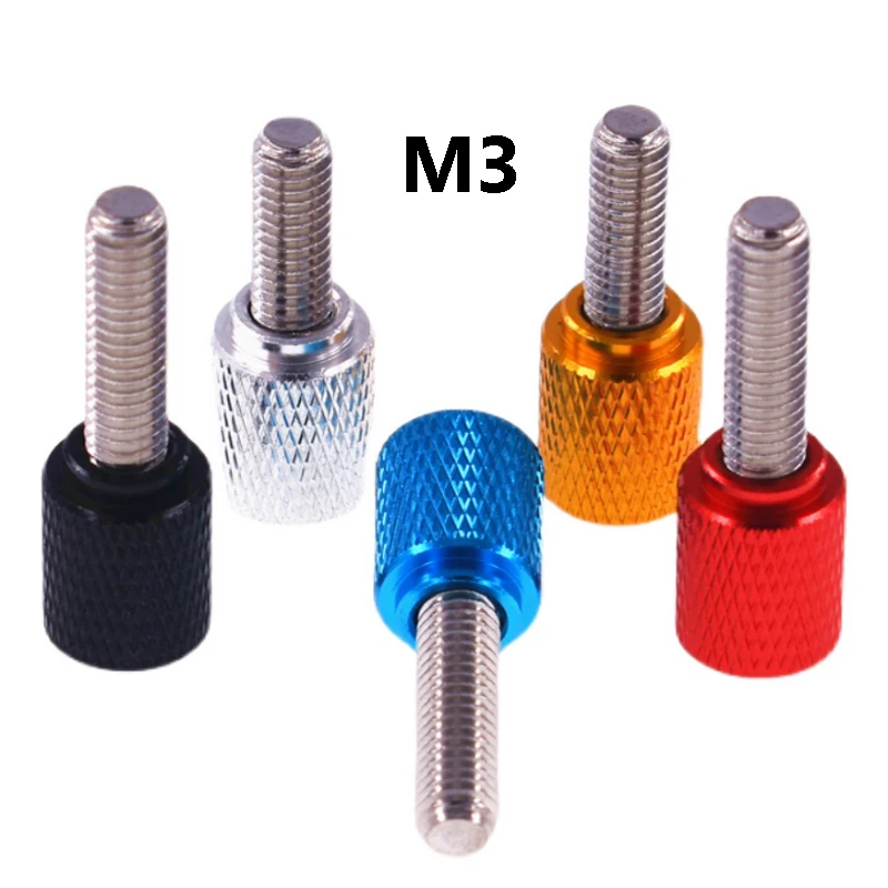 1Pcs Aluminum Alloy Colourful Thumb Screw M3 Hand Grip Knob Bolts Color Anodizing Hand Stainless Steel Thread Bolts
