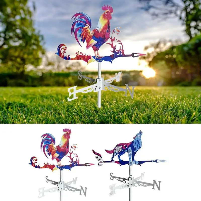 Outdoor Rooster Wind Indicator Colorful Rooster Decorations Animals Garden Weathervanes Wind Spinner for Garden Farmhouse