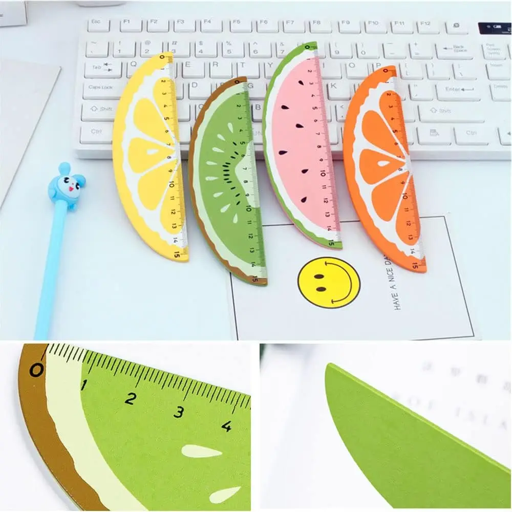 12 pcs Wooden Rulers for Kids,Wood Measuring Ruler Creative Fruit Modeling for Children Students Office Supplies