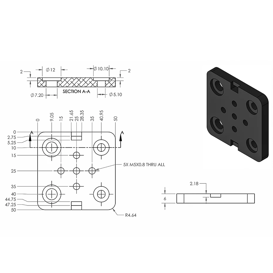 Piastra di scorrimento speciale Openbuilds Mini V Gantry Plate per profili in alluminio con scanalatura a V accessori per parti di stampanti 3D