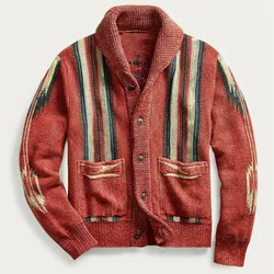 2026 Men's Autumn Winter Sweater Vintage Jacquard Long Sleeve Lapel Knitwear Men Clothes Casual Cardigan Outside Warm Jacket