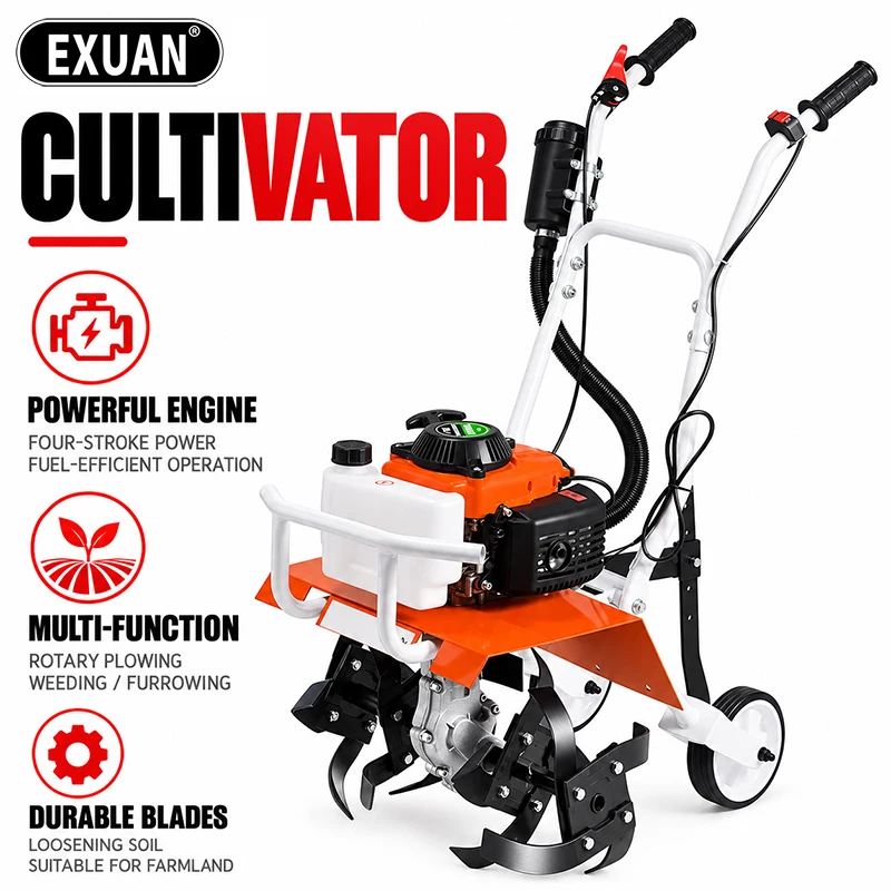 Rotary Cultivator Micro-Cultivator Tilling Soil And Loosening Soil  Cultivator Small Ditching Rotary Cultivator Tilling