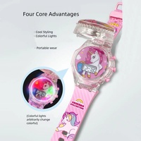 Unicorn Rotating Music Light Electronic Watch Children's Flip up Watch