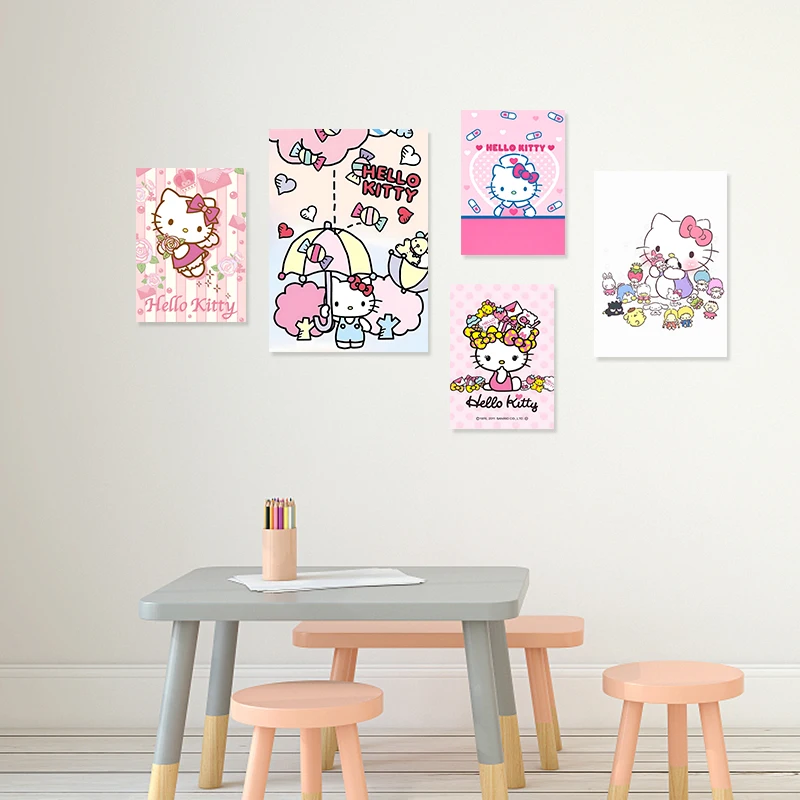 Anime Cute Cat Hello Kitty Cartoon Animal Posters Sanrio Canvas Painting Prints Kidroom Home Wall Kawaii Picture Decor Cuadros