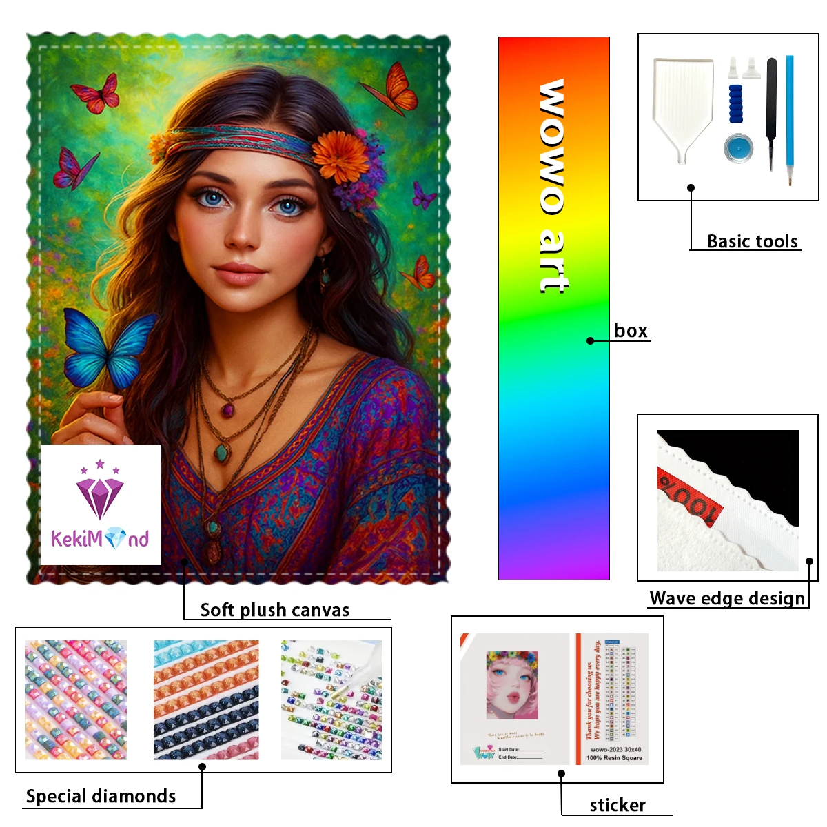 

【kekim_ Diamond Art】The girl with flowers 100% resin FD+ab+CR Diamond Stamping Kit Perfect Masterpiece worth Buying