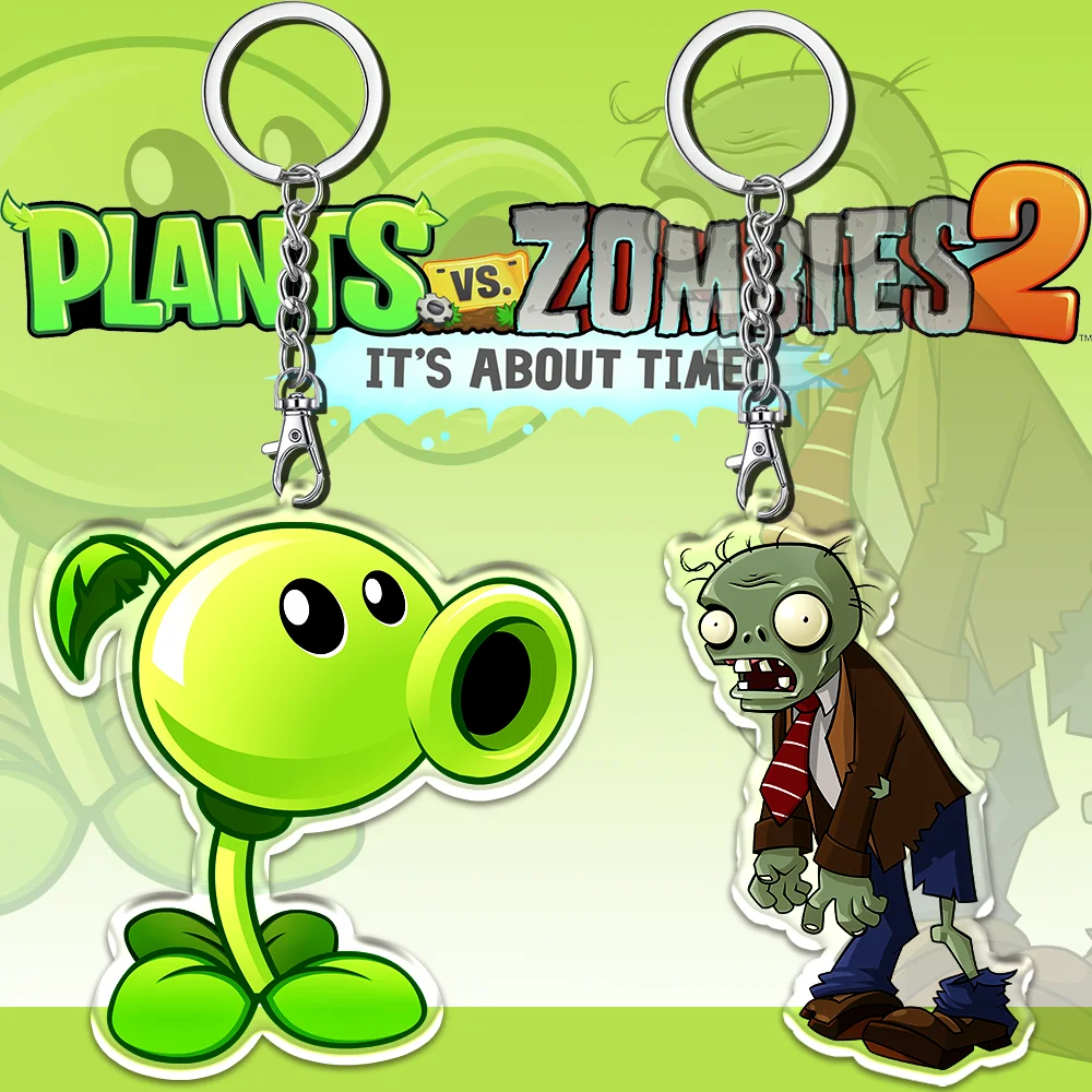 12cm Plants Vs Zombies Acrylic Double Sided Pattern Pendant Anime Surrounding Acrylic Accessories Cartoon Fun Keychain Kids Gift