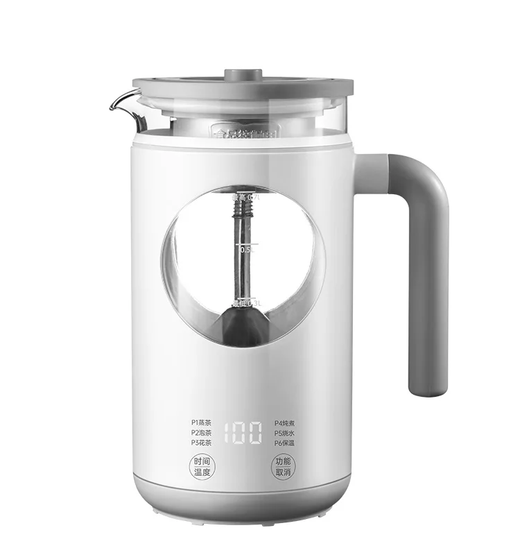 0.7L 600W Glass White Vision Window Automatic Tea Maker with Keep Warm Function for Household & Outdoor Use