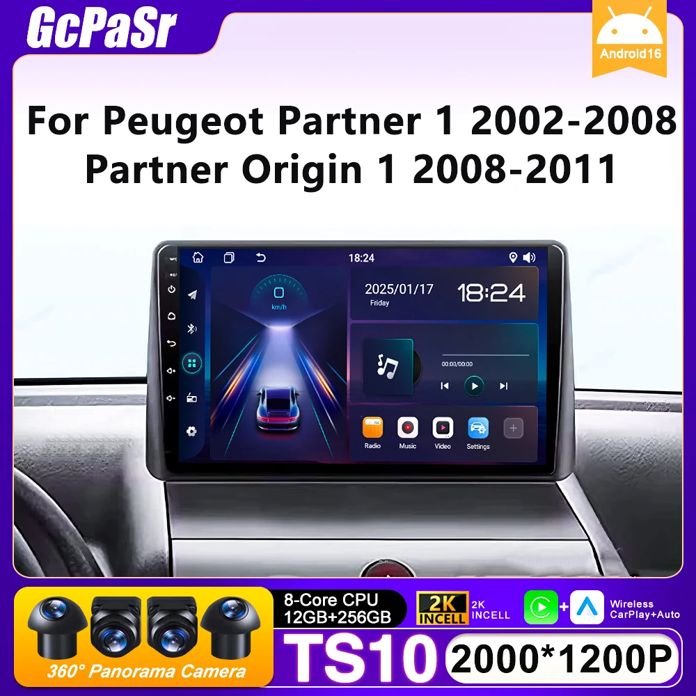 Car Radio Carplay For Peugeot Partner 1 2002-2008 Partner Origin 1 2008-2011 GPS Android Auto Multimedia Player Stereo No 2din
