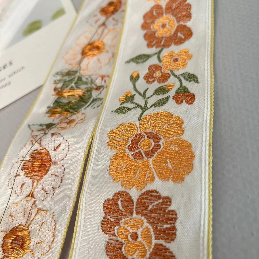 5 Yards /Lots  Width 5 CM Ethnic Style Webbing Woven Jacquard Ribbon flowers For Garment Straps Accessory IS-3314