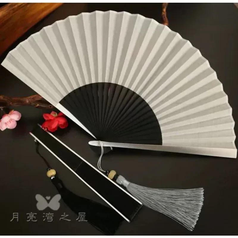 

High-end exquisite 6.3 inch female male solid cotton folding daily gift aluminum alloy edge bone.fan