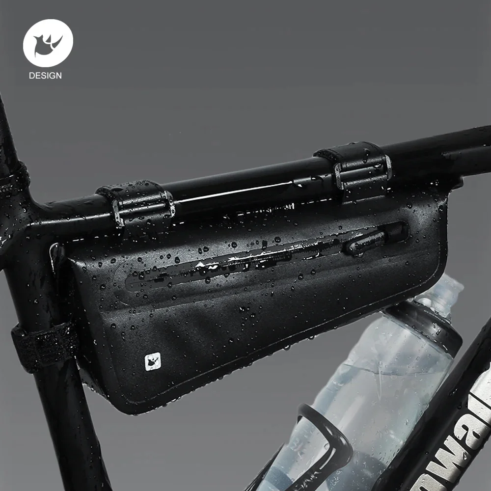 Rhinowalk Bike Triangle Frame Bag Full Waterproof Front Tube Cycling Bag 2.2L for Road MTB Foldable Bike Storage Tool Panniers