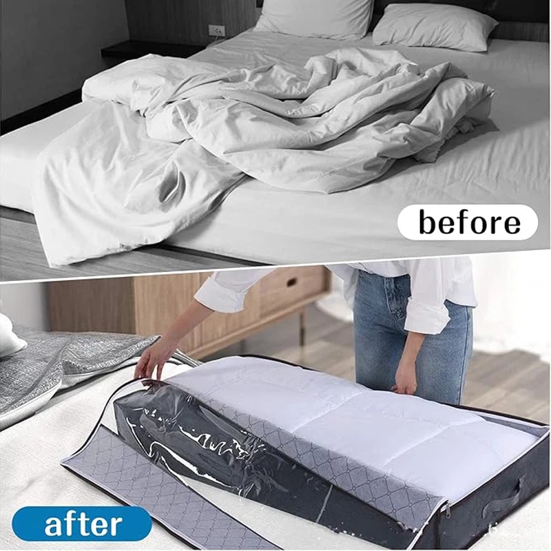 Underbed Storage Bag 90L 100 x 50 x 18 cm Wardrobe Organizer Storage Box Bed Box Storage Blanket Toys Quilt Storage Bags