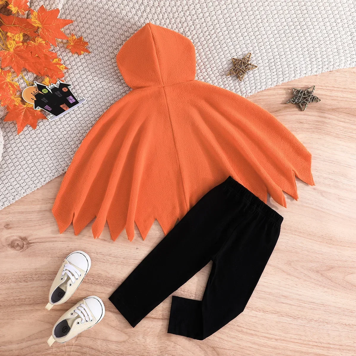 Kinder-Geisterkostüm Weißer Kapuzenponcho mit gezackten Kanten Halloween-Verkleidung für Süßes oder Saures Geburtstagsparty Cosplay-Outfit – Detail 22