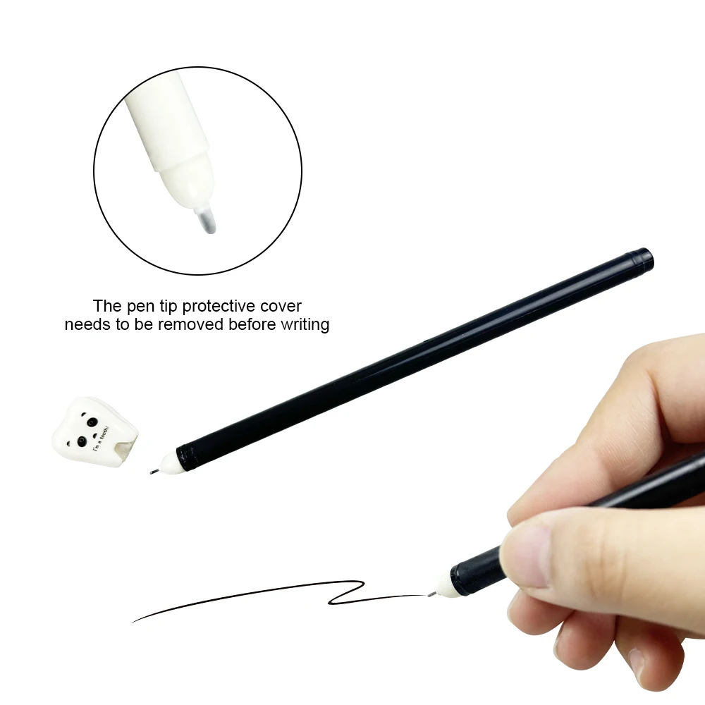 

Набор из 6 гелевых ручек с дизайном в виде зубов, черные, с гладким чернильным наполнителем, для стоматологических клиник