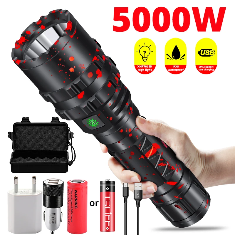 8800000LM 800w Powerful LED Flashlight XHP220 Tactical Military Torch XHP120 USB Camping Lanterna Waterproof Lights Self Defence