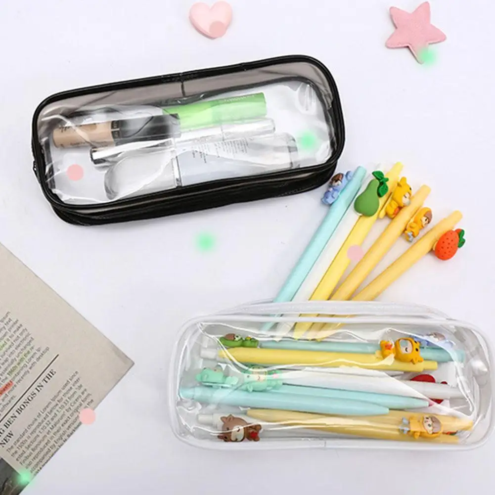 Transparent PVC Pencil Case Large Capacity Organizer for Stationery School Supplies Pencil Cases for Girls Student Bags New