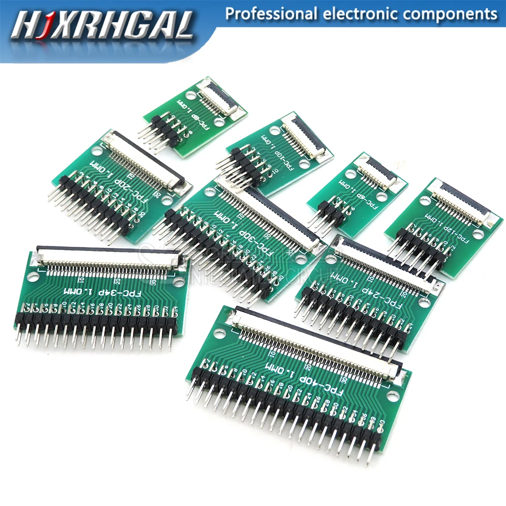 FPC FFC Adapter Board 0.5mm 1.0mm To 2.54mm Connector Straight Needle And Curved Pin 6 8 10 12 20 24 26 30 34 40 50 60 80 Pin