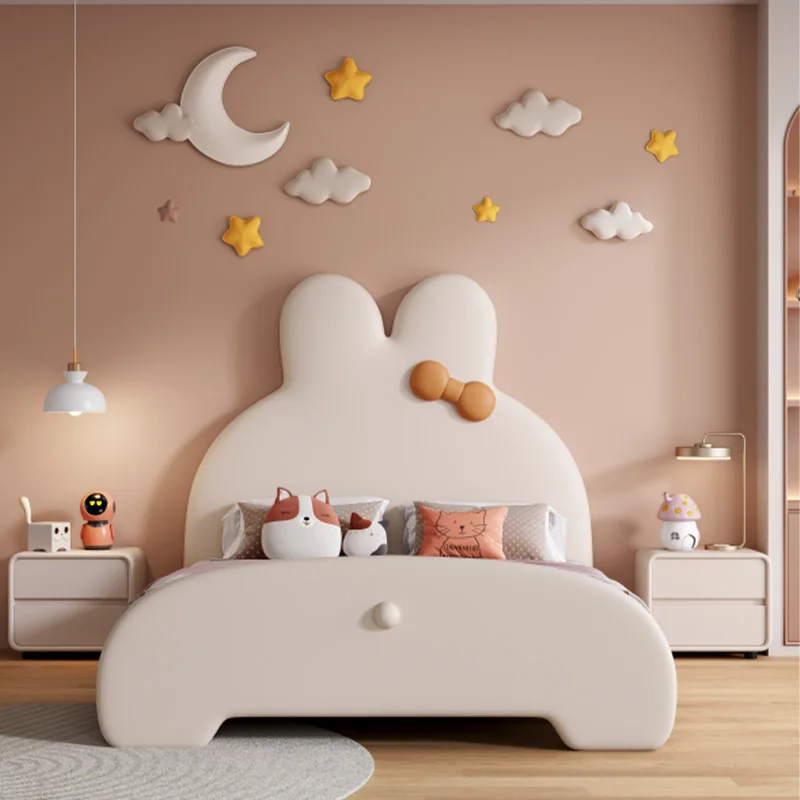 #For Recommended Children's Bed Room Set Cute Rabbit Cartoon Princess Bed Kids Modern Soft Safety