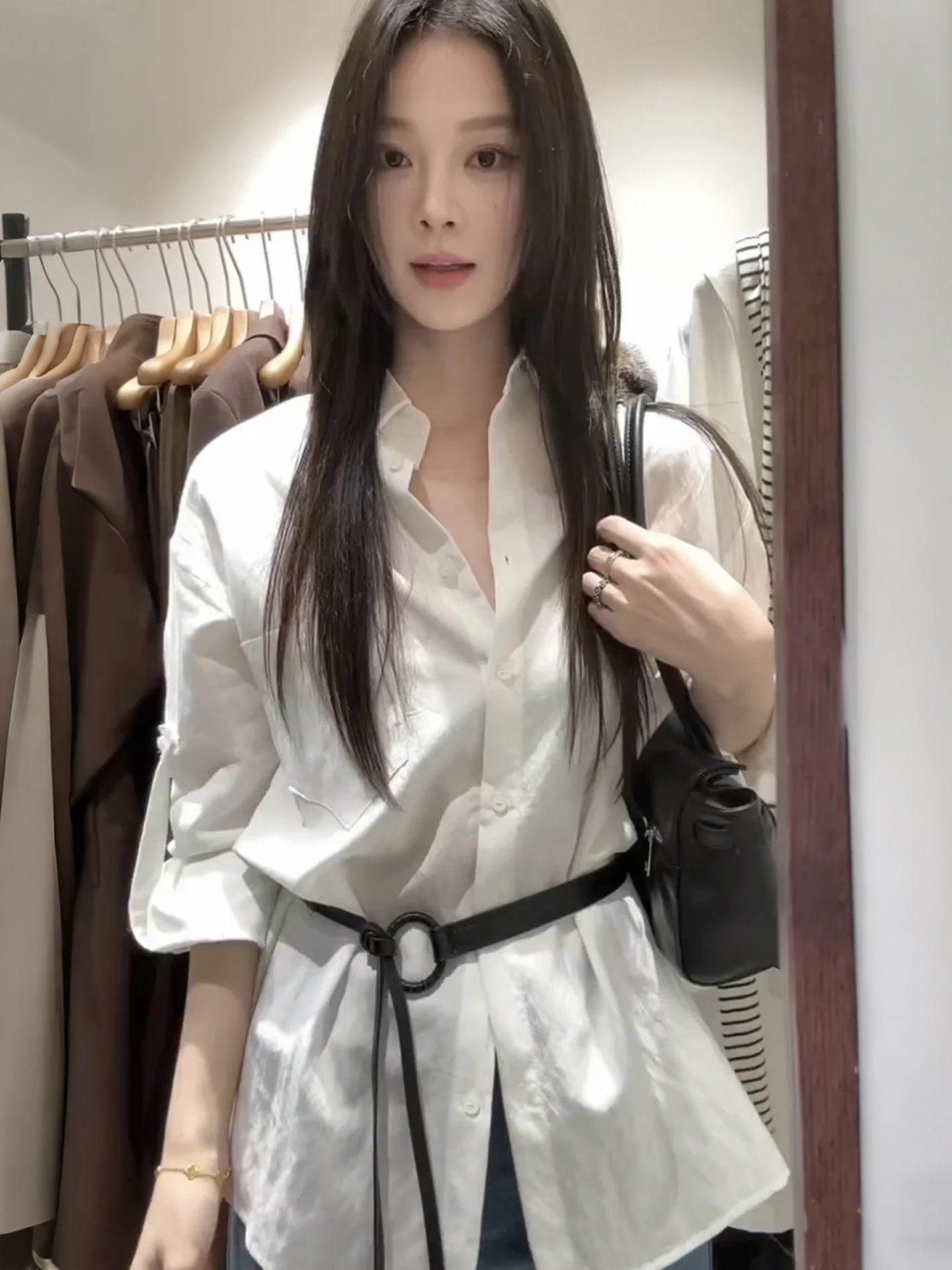 

Женская свободная рубашка с длинным рукавом в корейском стиле, белая, весенняя, в непринужденном стиле, с отложным воротником, открытый кардиган-рубашка с...