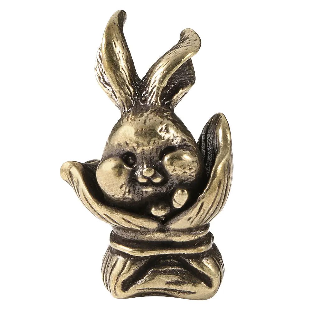 

Brass Rabbit Miniature Retro Desktop Decor Vintage Bunny Statue Exquisite Brass Animal Ornament for Indoor Outdoor