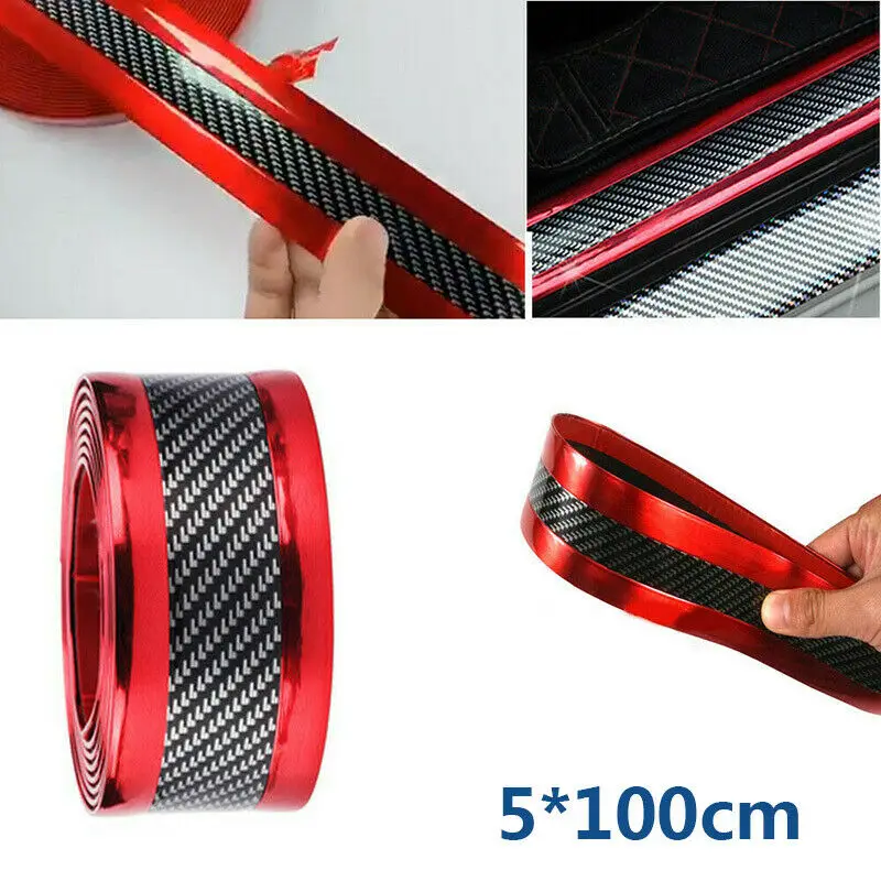 

7/5CM*1M Car Door Sill Protector Carbon Fiber Moulding Strip Trim Front Bumper Auto Styling