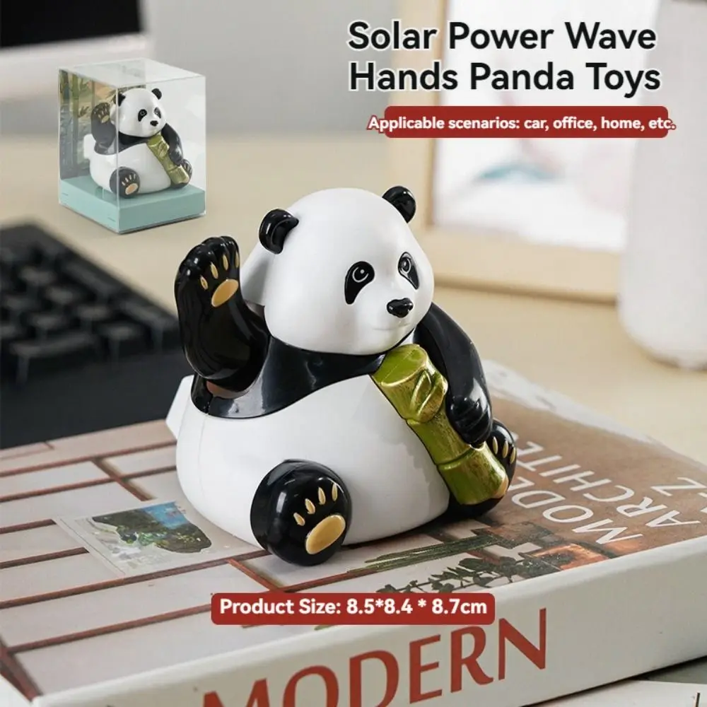 Mani a onde automatiche Panda Giocattoli Simulazione di cartoni animati di bambù Modello di panda Creativo Fortunato Onda di energia solare Mani Giocattoli Decorazione della casa