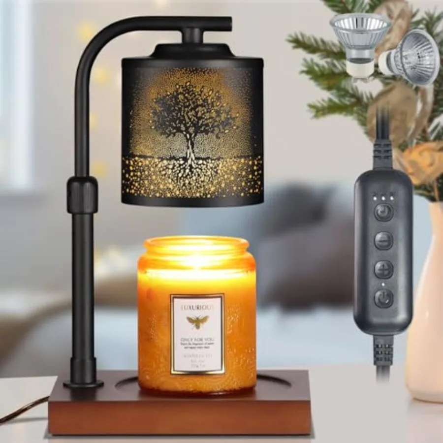 

Dimmable Candle Warmer Lamp with Timer Electric Wax Melt Warmers Light Adjustable Height for jar Scented Candles for Home Offic