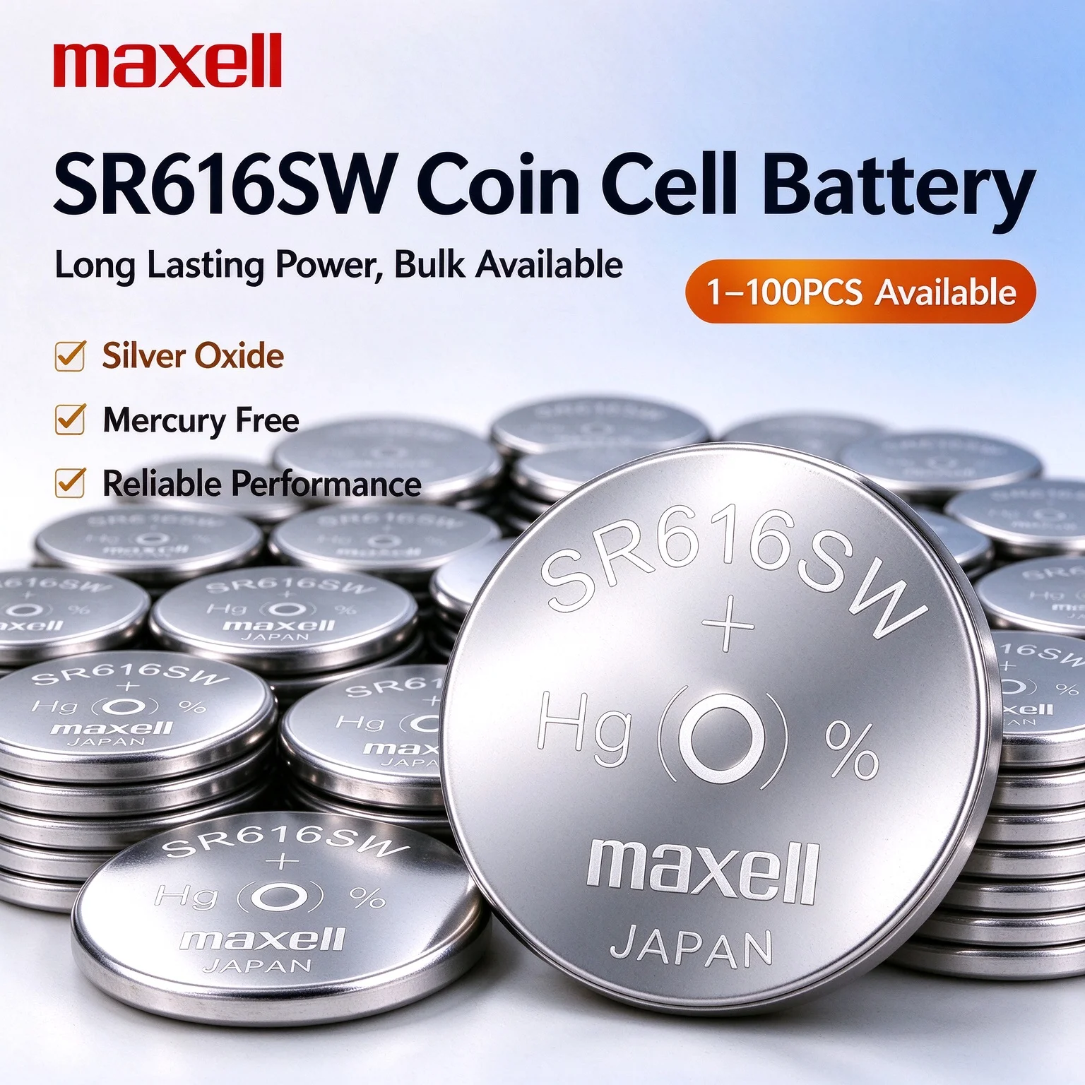 10-100PCS Maxell SR616SW 321 Silver Oxide 1.55V Button Batteries Non-Rechargeable Long Life for Wrist Watches Toys Mini Gadgets