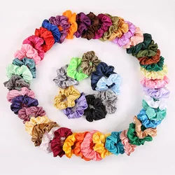 Amazon Hot Sale 50 Various Colors  Satin Scrunchies Wholesale Custom Silk Scrunchies Hair Ties Sets Hair Accessories Korean