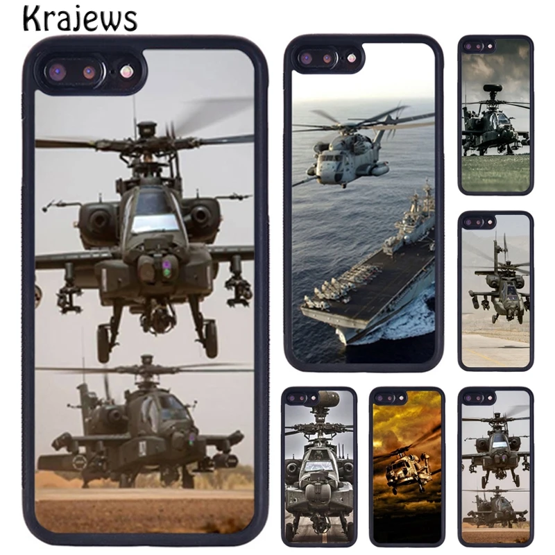 Krajews Military Helicopter Plane Phone Case For iPhone 16 15 14 X XR XS 11 12 mini 13 Pro MAX Plus cover shell coque