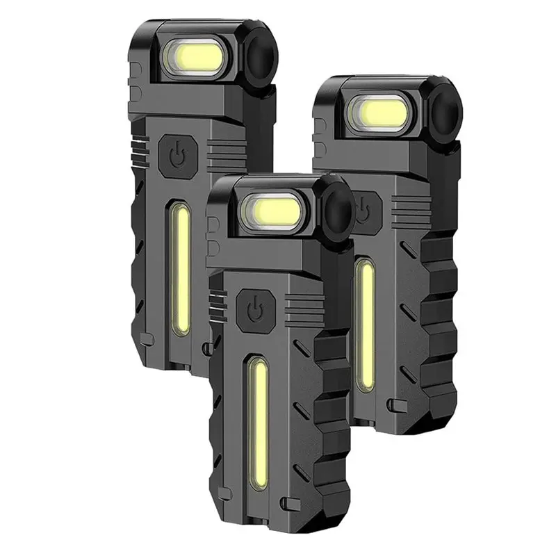 

1Set/3Pcs Double Ended Flashlight Rotating Head LED Work Light Rechargeable Mini Keychain Light
