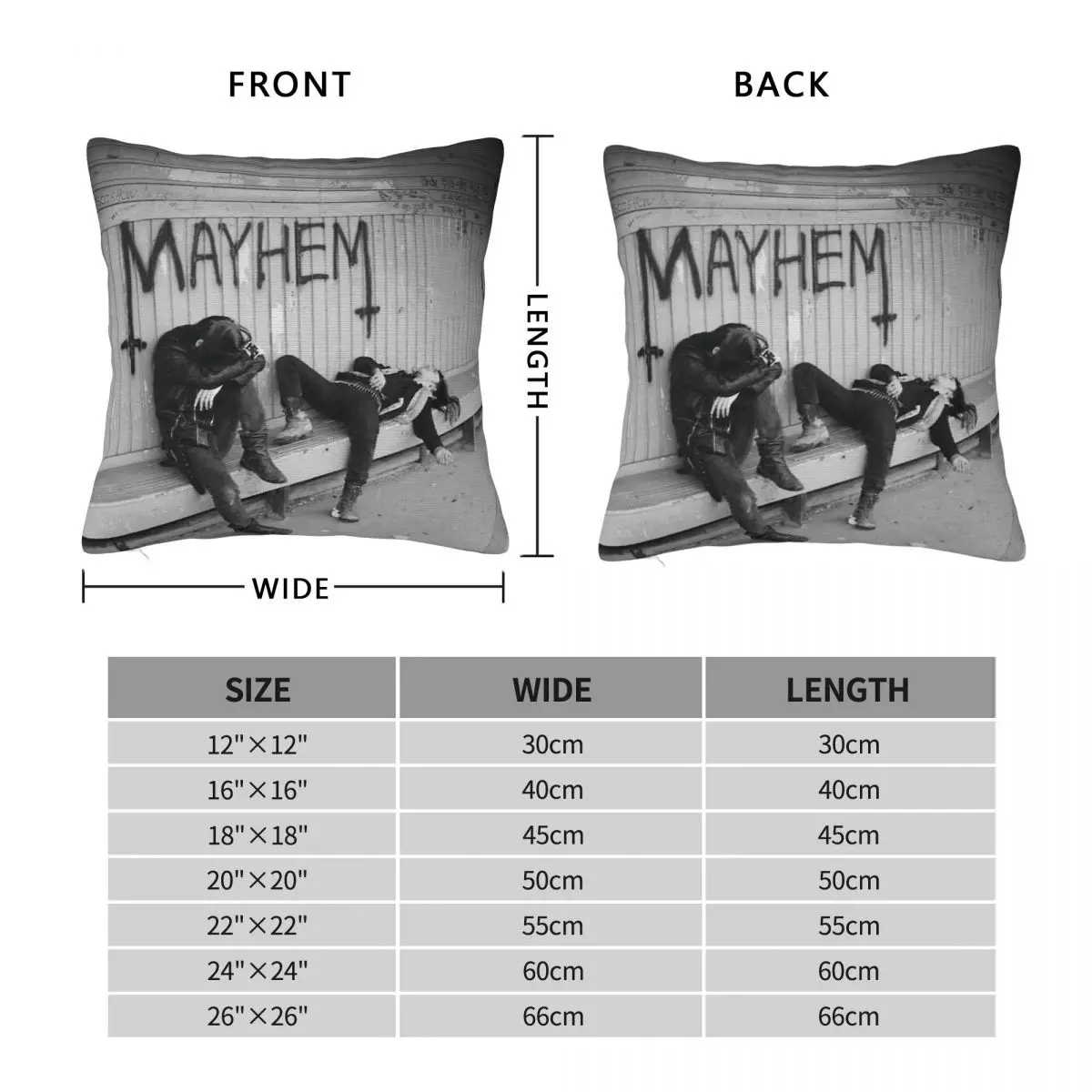 Band Mayhem Black Metal Square Pillowcase Polyester Linen Velvet Pattern Zip Decor Car Cushion Cover 18