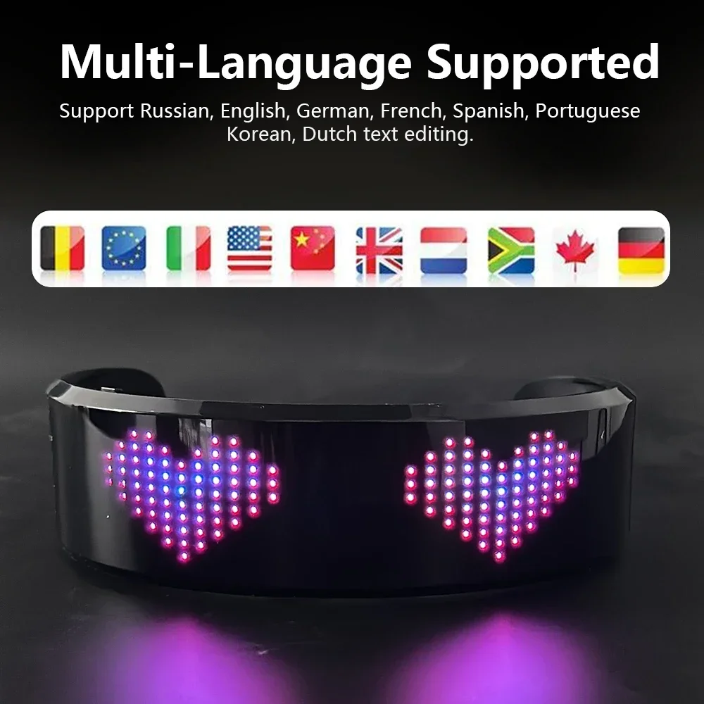Bluetooth LED Luminous Glasses DIY Programmable Electronic Futuristic Eyewear for Halloween Party Bar Festival Performance view 5