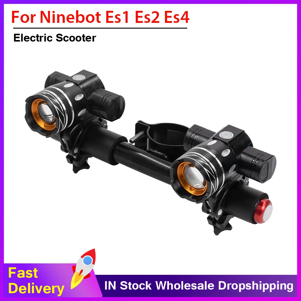 LED Headlight For Ninebot ES1 ES2 ES3 ES4 Electric Scooter Zoomable 1200mAh Battery USB Rechargeable Scooter Front Light Lamp