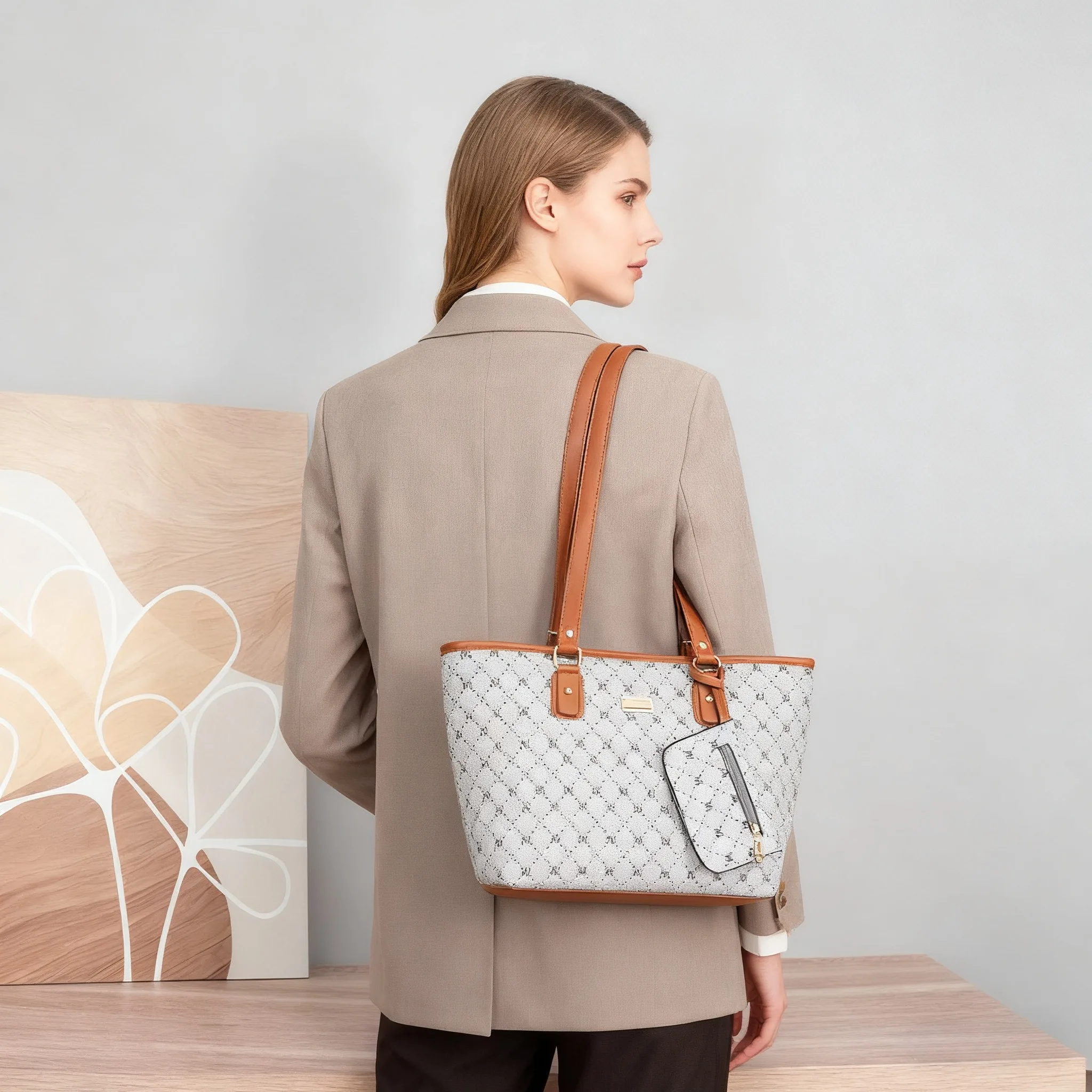 

Large capacity handbag for women; vintage pattern grid shoulder bag; 2025 new mother-daughter bag set; basket bag.