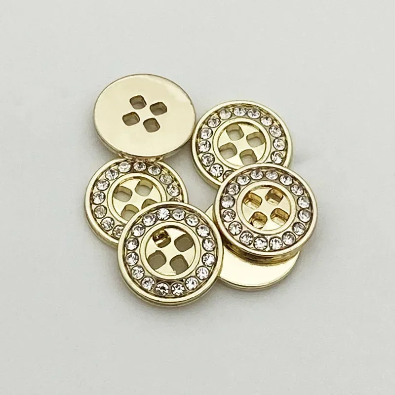 20pcs Metal Buttons 12mm Round 4-hole Buttons Beautiful Rhinestone Ornament Woman Apparel Sewing Supplies