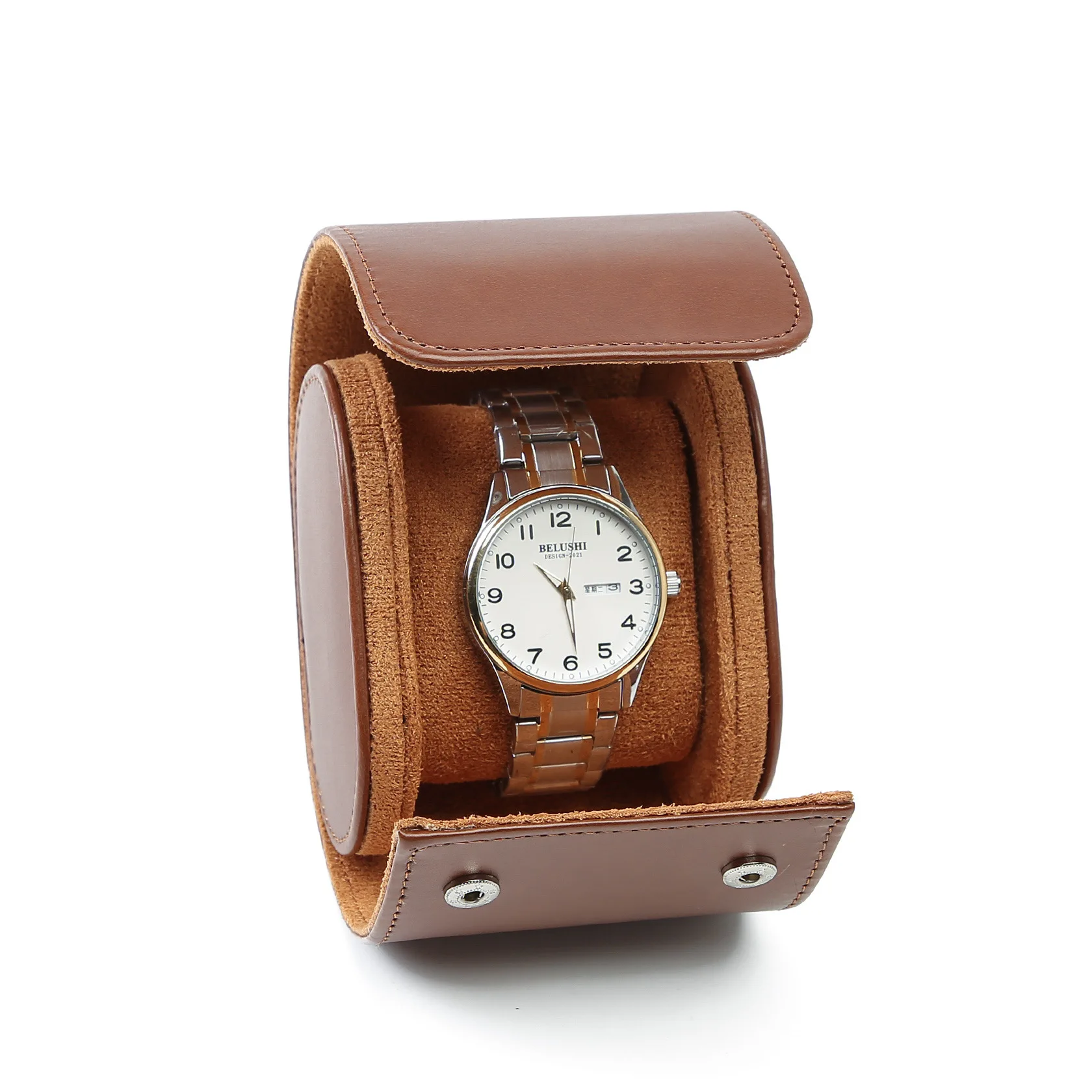 Leather Watch Storage Box 3 Watches Roll Travel Bag 2 slots Black Brown Portable Vintage Watch Display Case