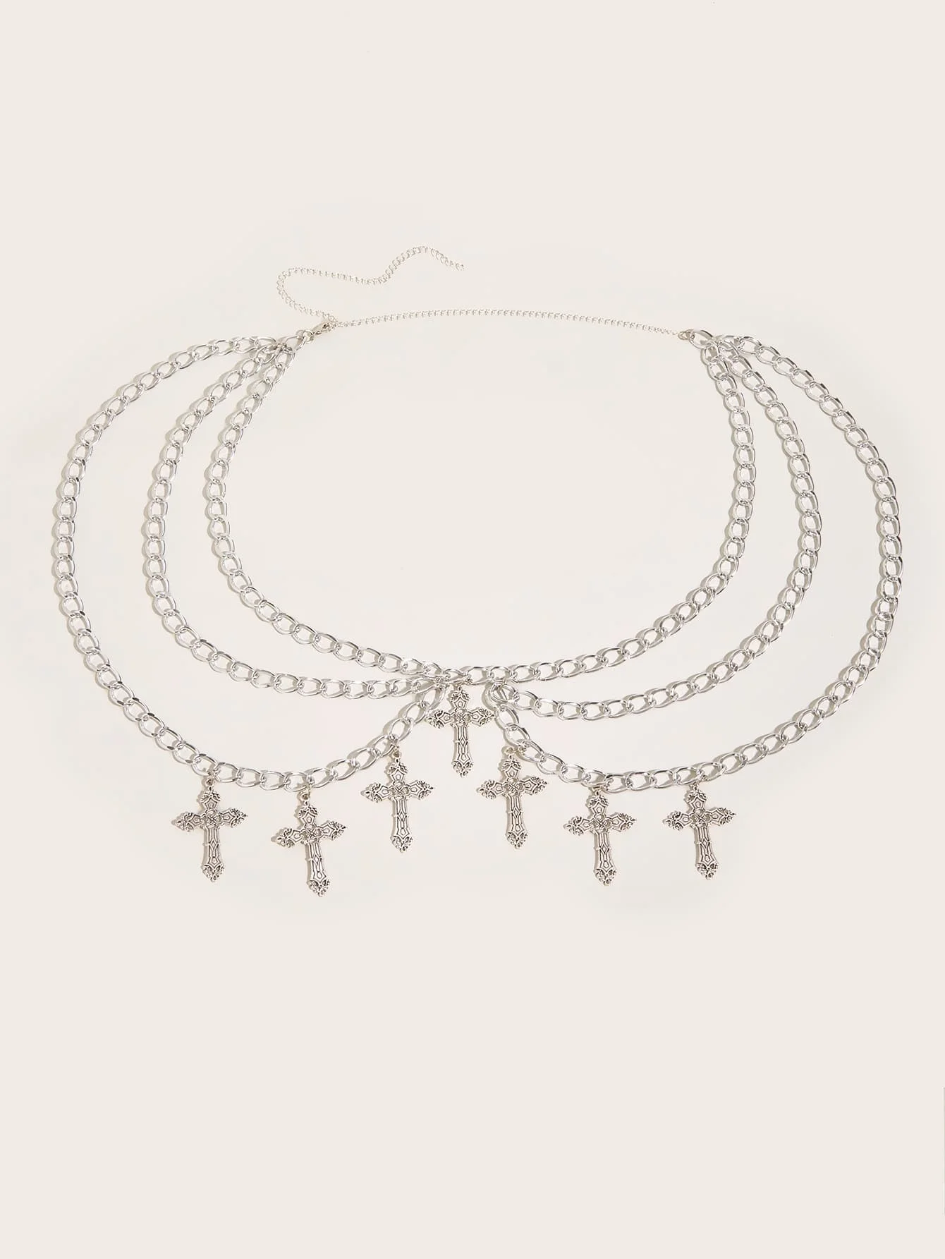 MW3202waist chain alloy hollow out cross pendant with wavy side swing chain waist chain waist decoration